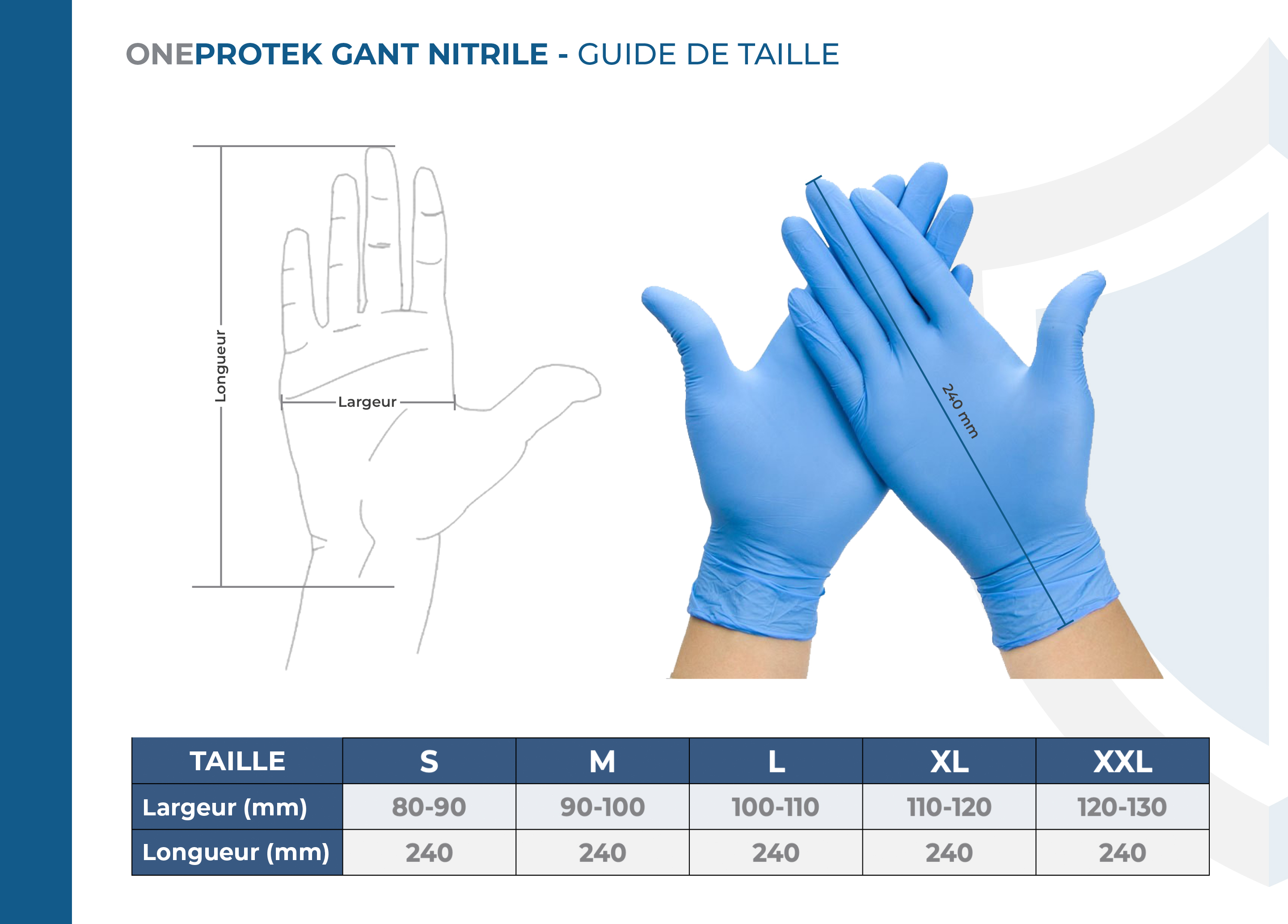 Gants 100% Nitrile jetable (boite de 100) 