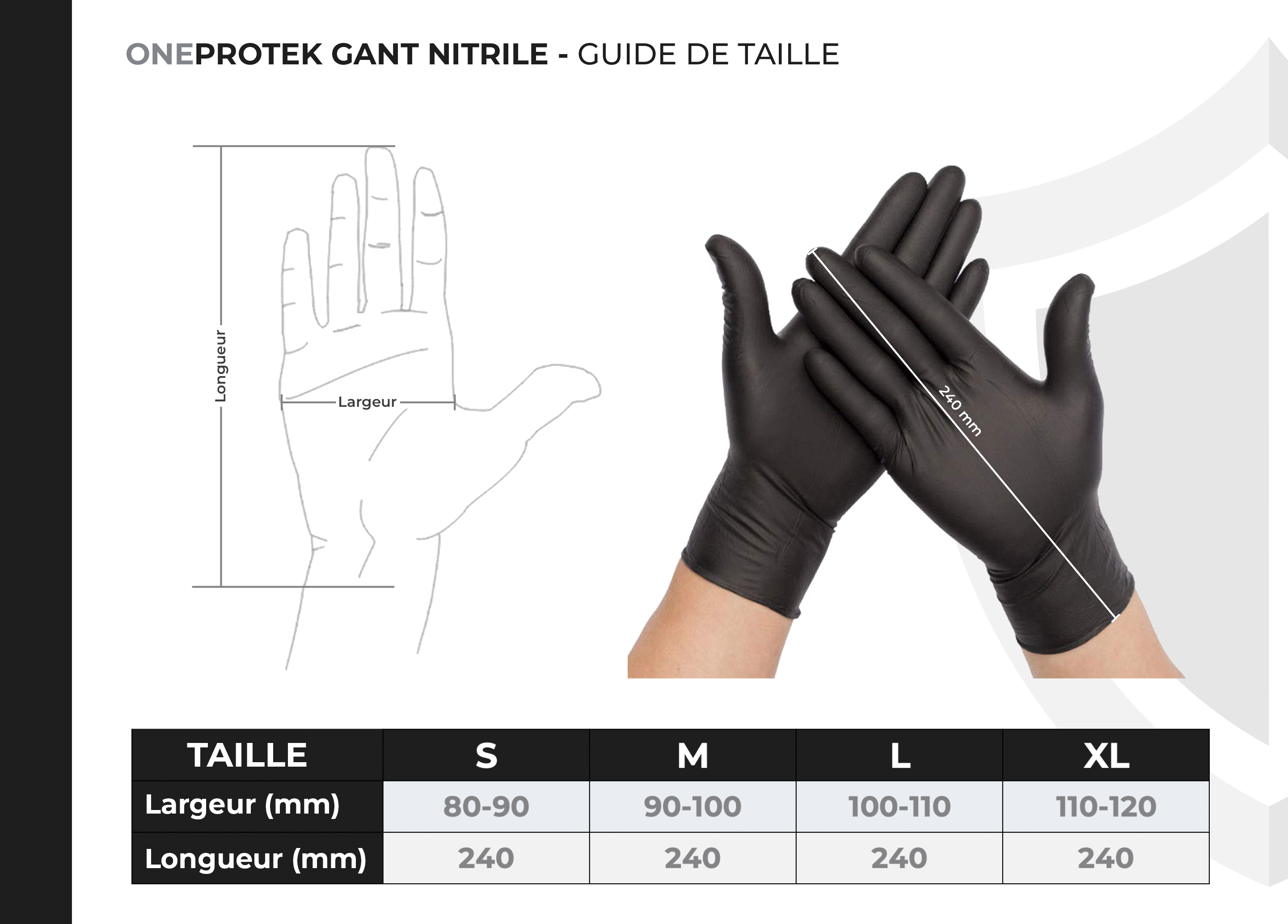 100 gants nitrile noir sans latex taille M