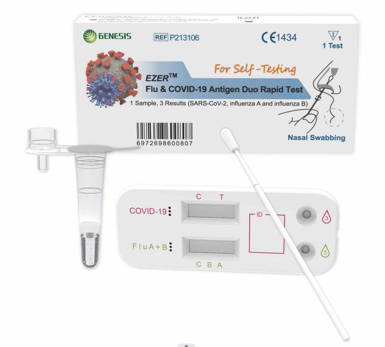 test Grippe A/B et Covid avec double cassette