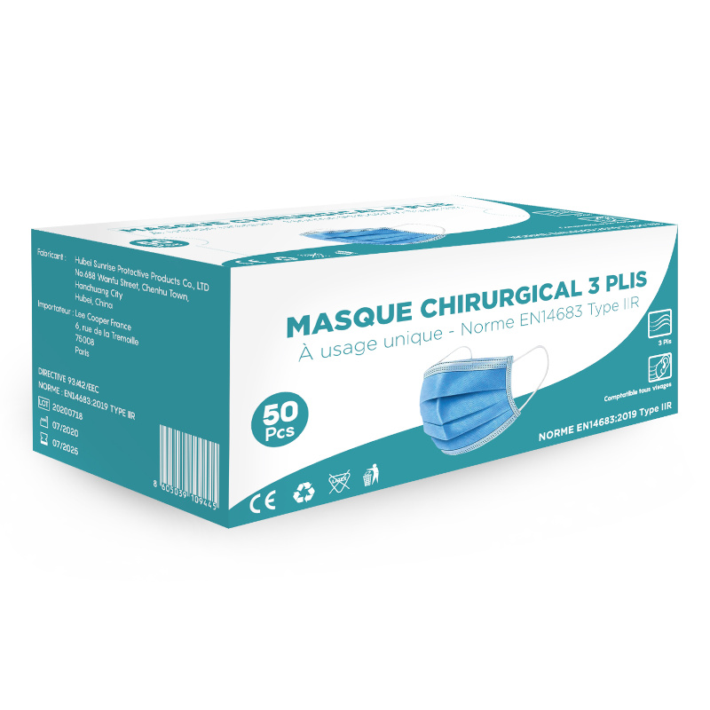 Lot De 2 Masques En Coton Imprimé Rayures Bleu - Lavable 30x, Taille Adulte, Fabriqué En France