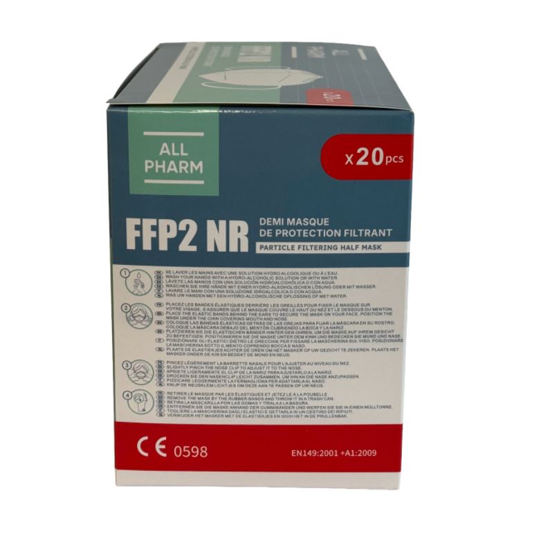 Masque FFP2 Blanc, boite de 20 masques NORME EN 149:2001 + A1:2009