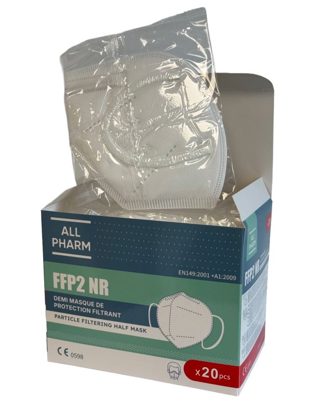 Masque FFP2 Blanc, boite de 20 masques NORME EN 149:2001 + A1:2009