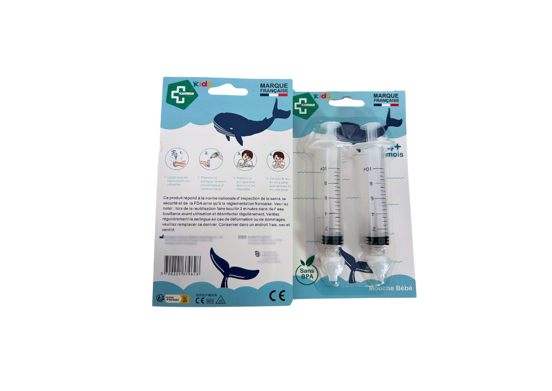 Mouche-bébé en seringue avec emballage écologique en Carton