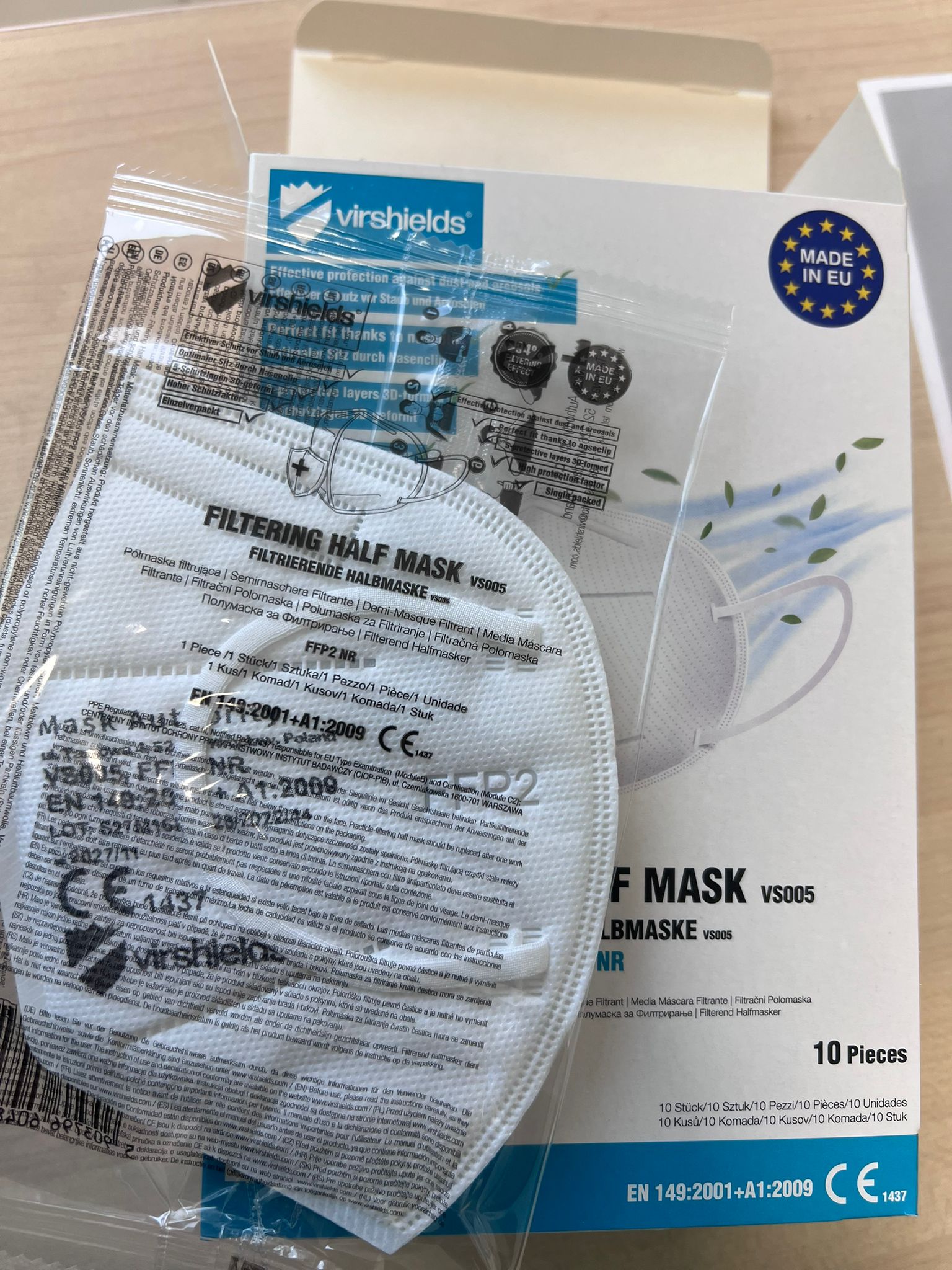 Masque FFP2  Blanc, boite de 10 masques NORME EN 149:2001 + A1:2009