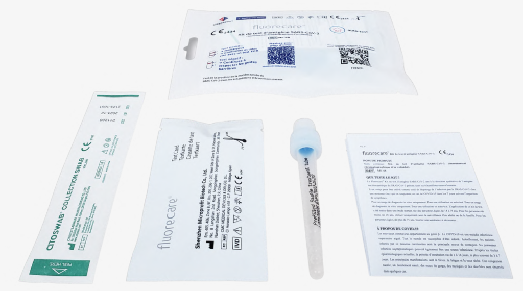 Autotest Antigénique Nasal Covid-19 FLUORECARE (kit 1 pièce - Sachet unitaire)
